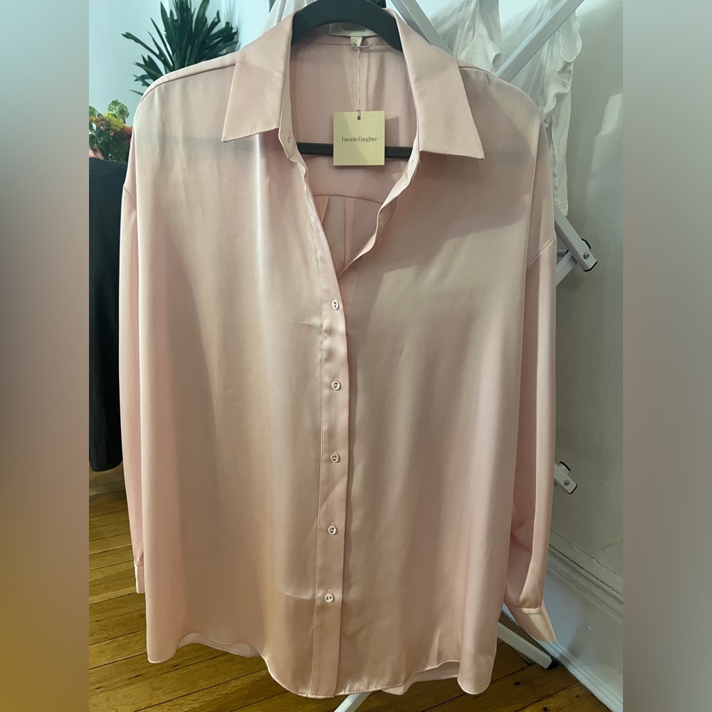 Satin Pink Button Down Size S (Orig $188) Brand New With Tags